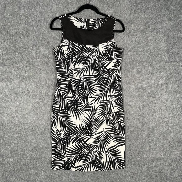 Dressbarn Dresses & Skirts - Dressbarn Womans Shift Dress Black White Zip Floral Career Church Size 6